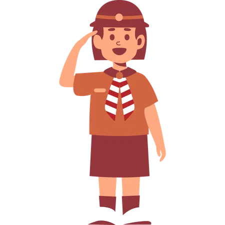 Girl Scout giving salute  Illustration