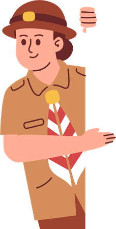Girl Scout Peeking  Illustration