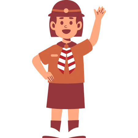 Girl Scout say hello  Illustration