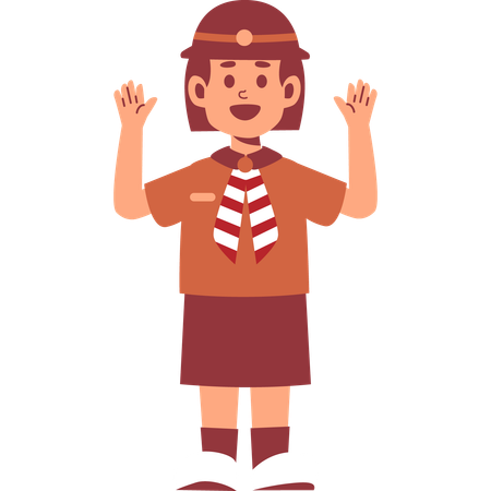 Girl Scout standing with open hands  Illustration
