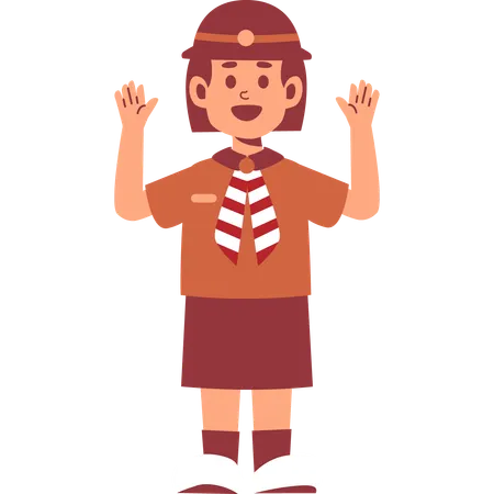 Girl Scout standing with open hands  Illustration