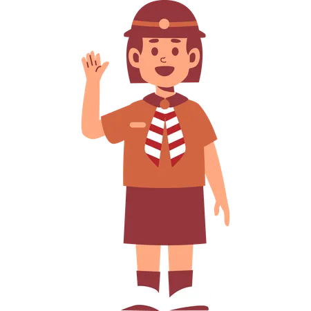 Girl Scout waving hand  Illustration
