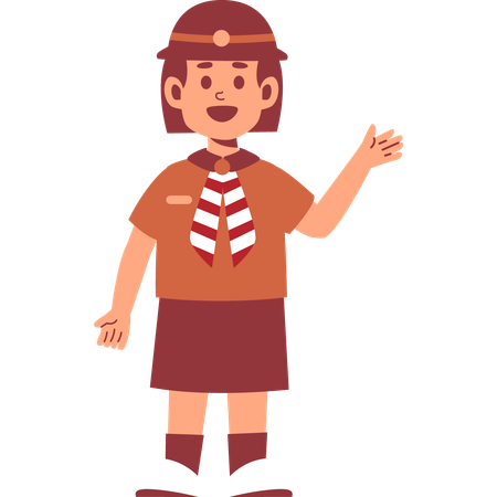 Girl Scout waving hand  Illustration
