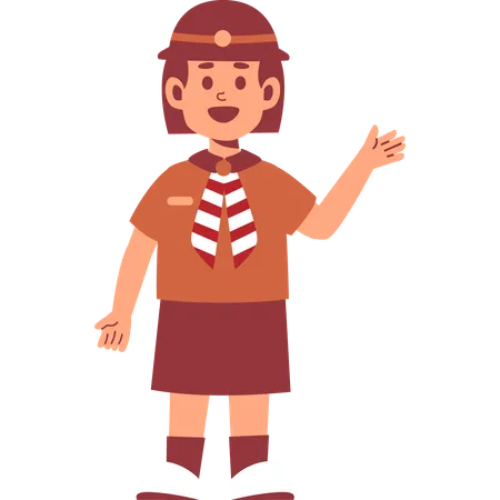 Girl Scout waving hand  Illustration