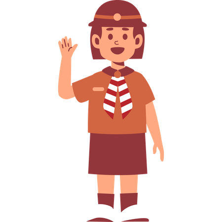 Girl Scout waving hand  Illustration