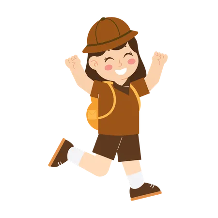 Girl scout with bag  Illustration