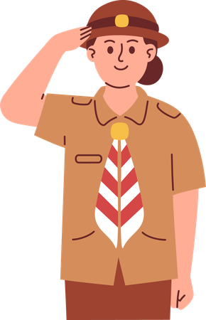 Girl Scout with Salute Pose  Illustration