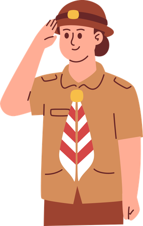 Girl Scout with Salute Pose  Illustration