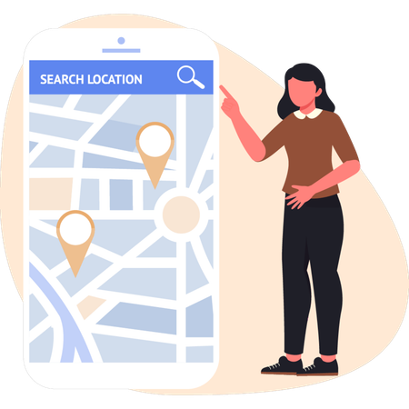 Girl search online location  Illustration