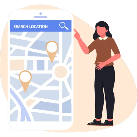 Girl search online location  Illustration