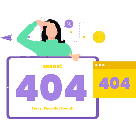 Girl searching 404 error  Illustration