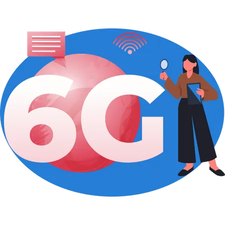 Girl searching 6G signal  Illustration