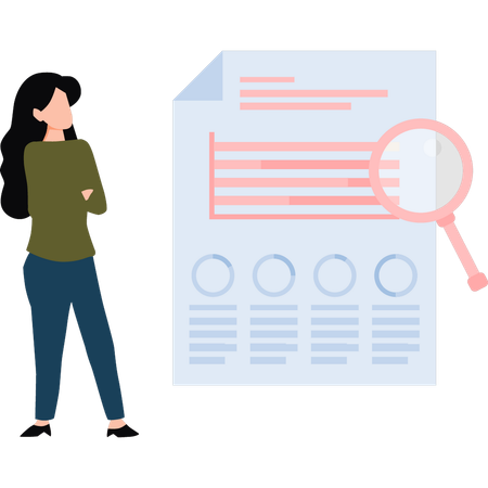 Girl Searching About Document Presentation  Illustration
