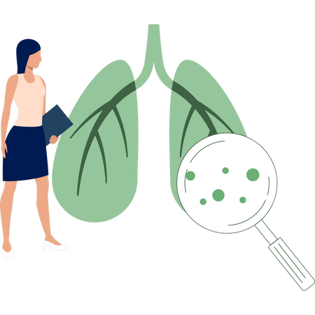 Girl searching about lungs virus  Illustration