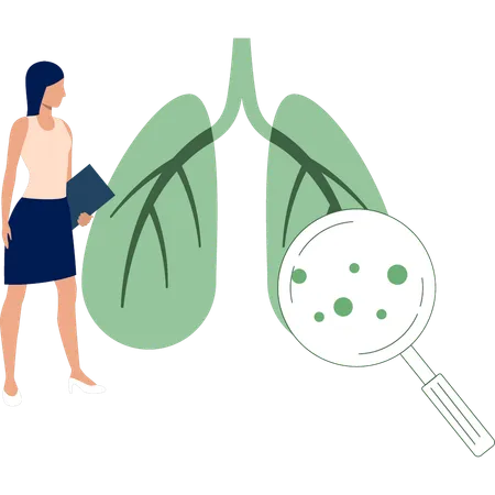 A Girl Is Searching About Lungs Virus Illustration