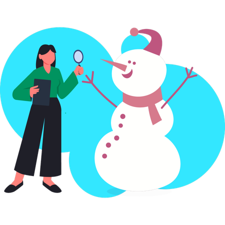 Girl searching christmas snowman  Illustration