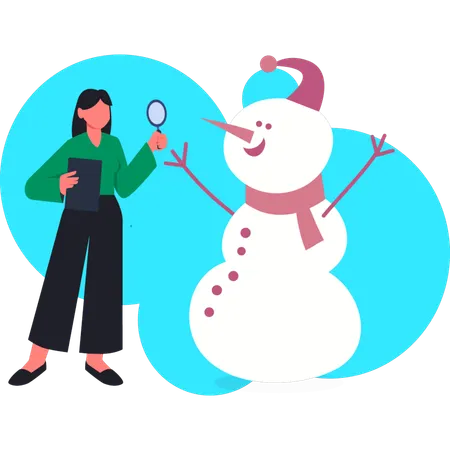 Girl searching christmas snowman  Illustration