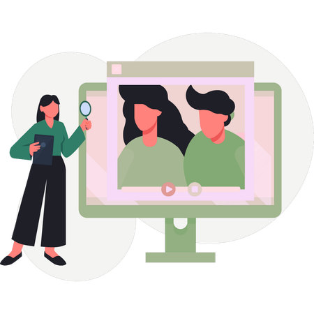 Girl searching couple video  Illustration