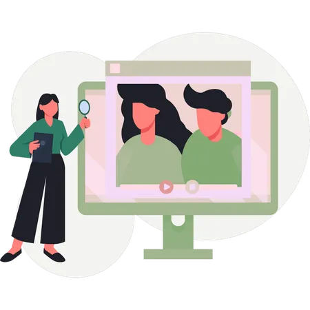 Girl searching couple video  Illustration