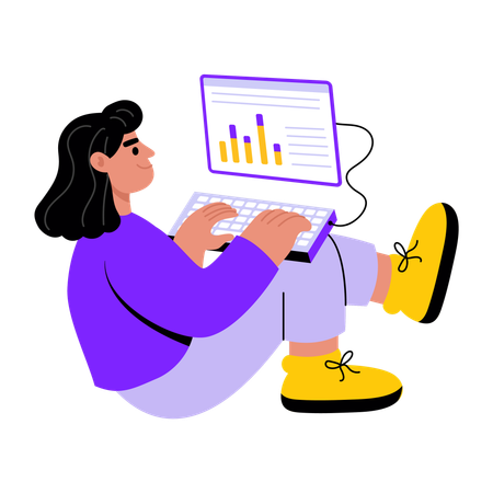 Girl searching for data analysis  Illustration