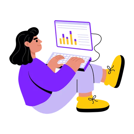 Girl searching for data analysis  Illustration