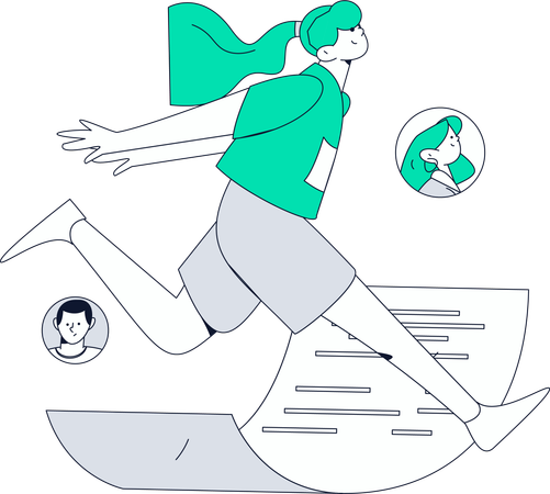 Girl searching for team member information  Illustration