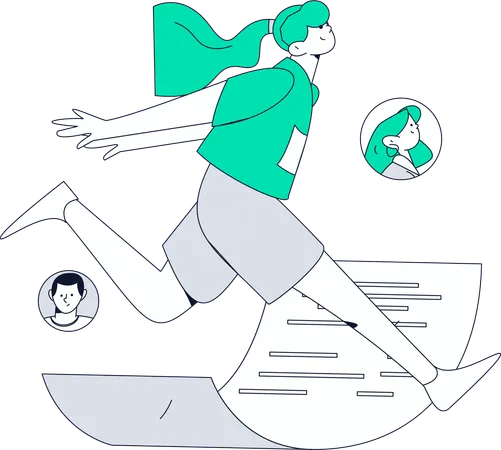 Girl searching for team member information  Illustration