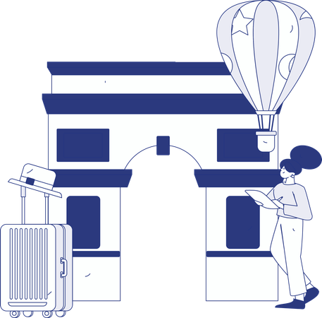 Girl searching for tourist place  Illustration