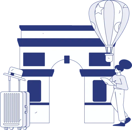Girl searching for tourist place  Illustration