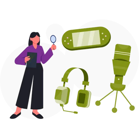 Girl  searching gaming console  Illustration
