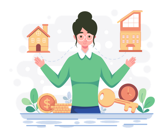 Girl searching house Illustration