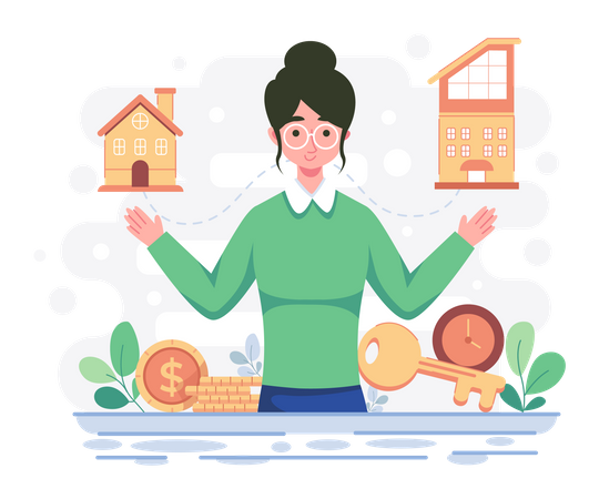 Girl searching house  Illustration