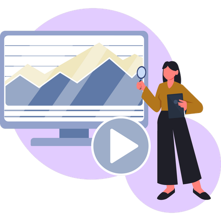 Girl searching learning video  Illustration