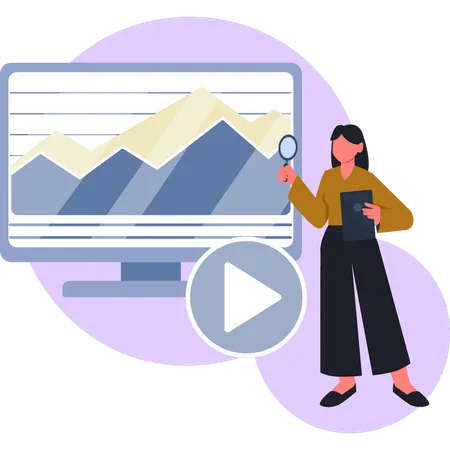 Girl searching learning video  Illustration