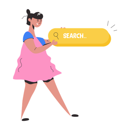 Girl searching on browser  Illustration