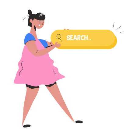 Girl searching on browser  Illustration