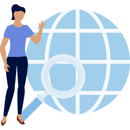 Girl searching on global website  Illustration