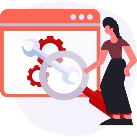 Girl  searching tool on web  Illustration
