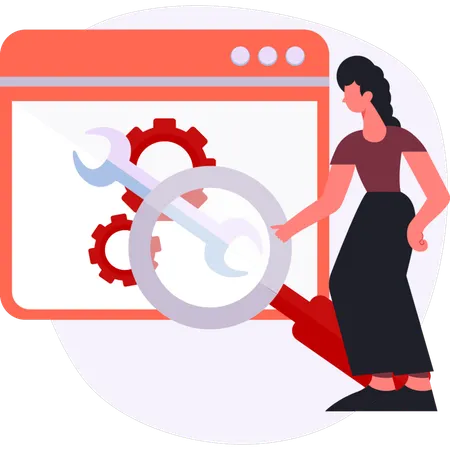 Girl  searching tool on web  Illustration