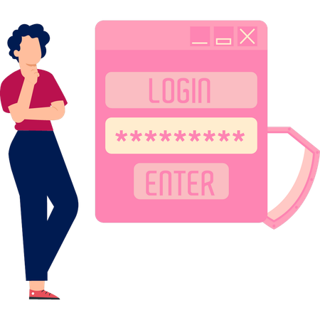 Girl secures computer data  Illustration