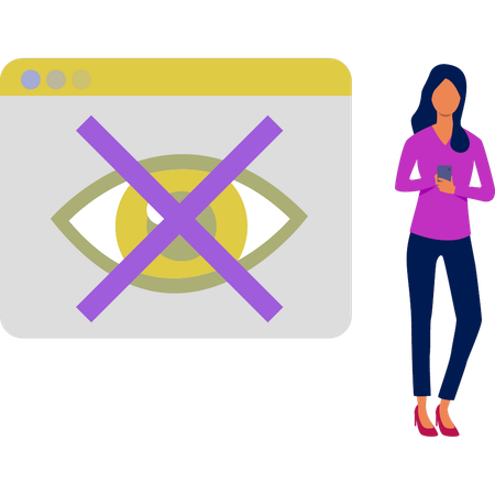 Girl securing folder with no vision technique  Illustration