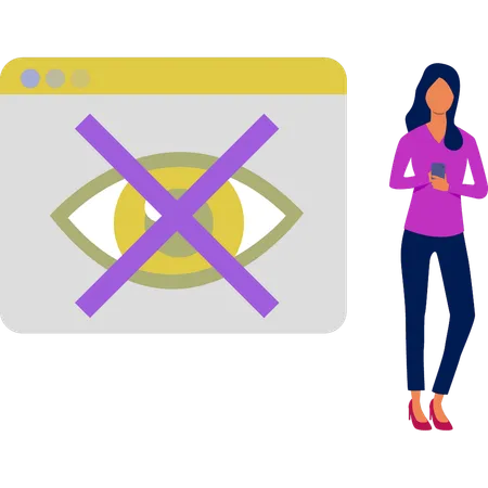 Girl securing folder with no vision technique  Illustration