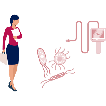 Girl  seeing blood pressure machine  Illustration
