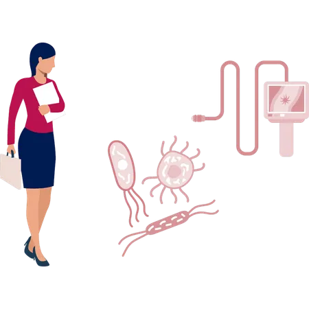 Girl  seeing blood pressure machine  Illustration