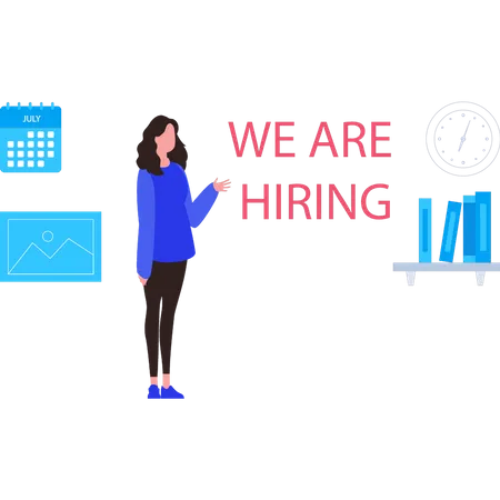 Girl seeing that we are hiring  Illustration