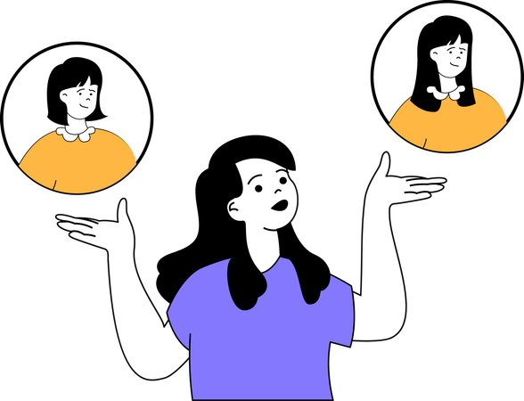 Girl sees after and before effect of haircutting  Illustration