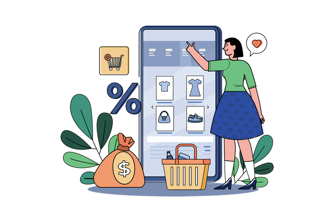 Girl Select Product Online  Illustration