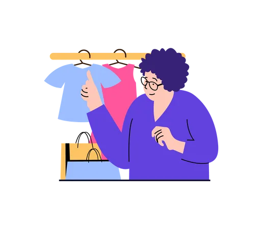Girl selecting clothes  Illustration