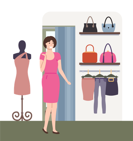 Girl selecting clothes  Illustration