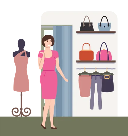 Girl selecting clothes  Illustration